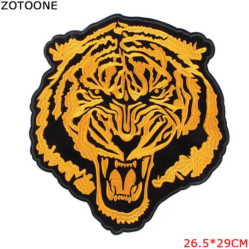 ZOTOONE большие золотые патчи с тигром для одежды вышитые железом на куртка мотором