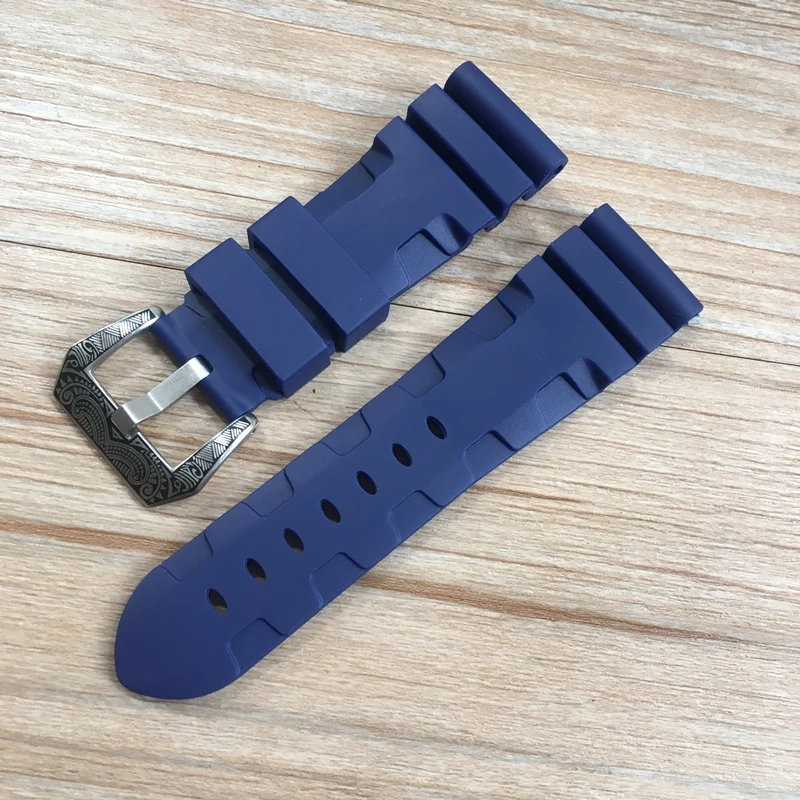 24mm 26mm Orange Black Green Red Gray Blue Silicone Rubber Watchband For PAM Belt Bronze Watch Strap PAM Bracelet Wristband