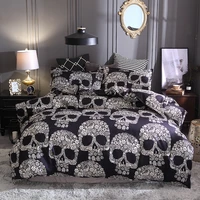 european style polyester fiber customizable bed home textile kit quilt cover 3d skull head print set no sheets large size
