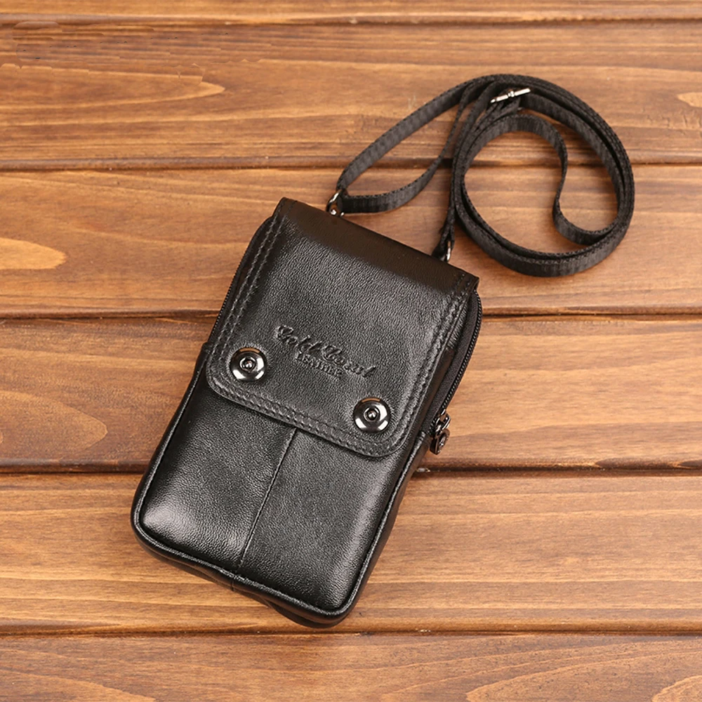 

GOLD CORAL Genuine Leather Belt Waist Bag Men Fanny Pack Phone Pouch Male Casual Travel Shoulder Crossbody bags for men 2019