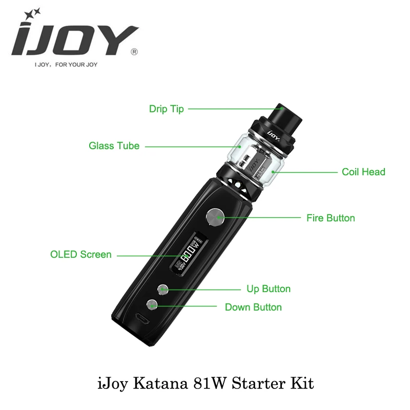 Электронные сигареты iJoy Катана 81 Вт Starter Kit 3000 мАч батарея бак subohm с KM1 сетки