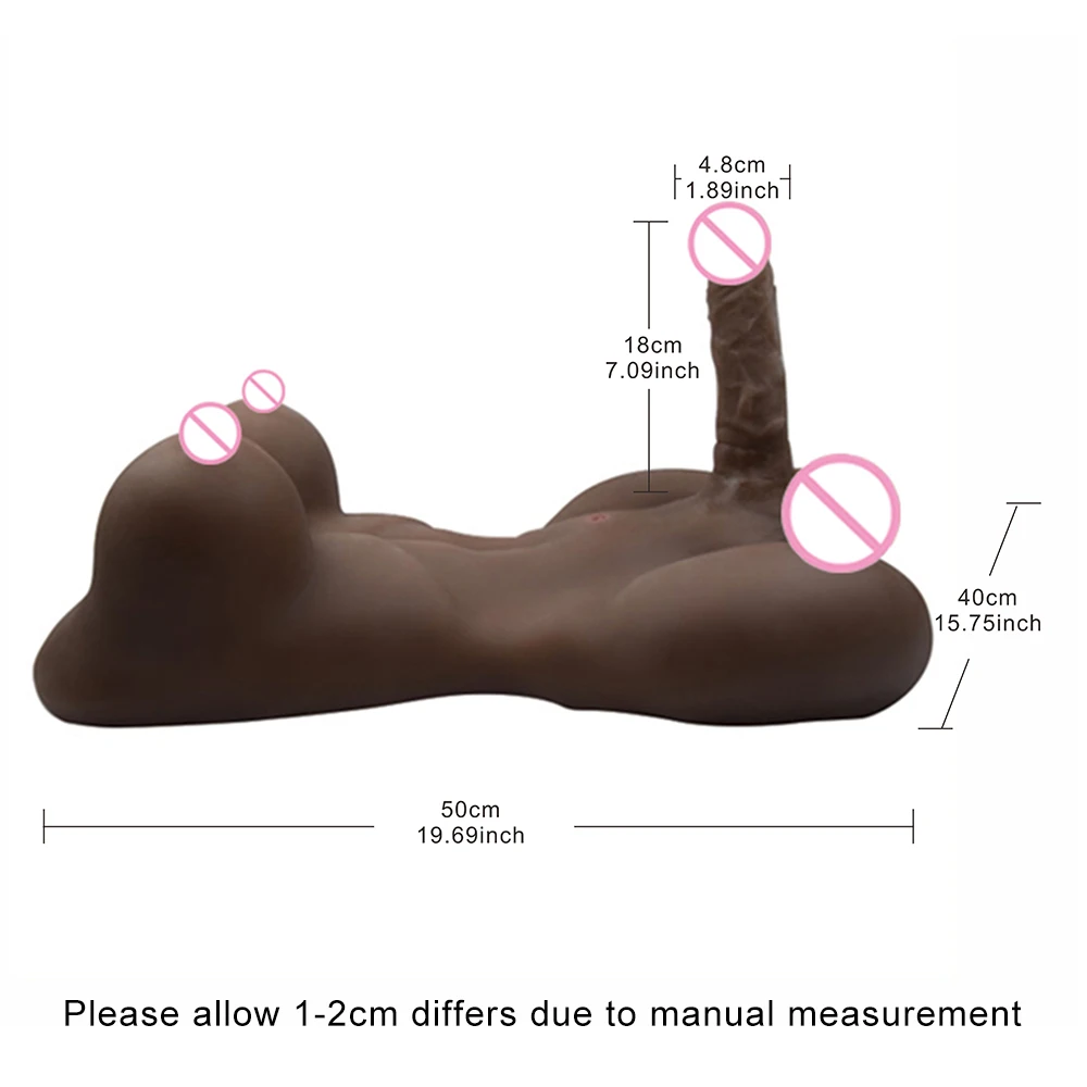 Черная силиконовая кукла для интима с пенисом 18 см и большой грудью любви женщин