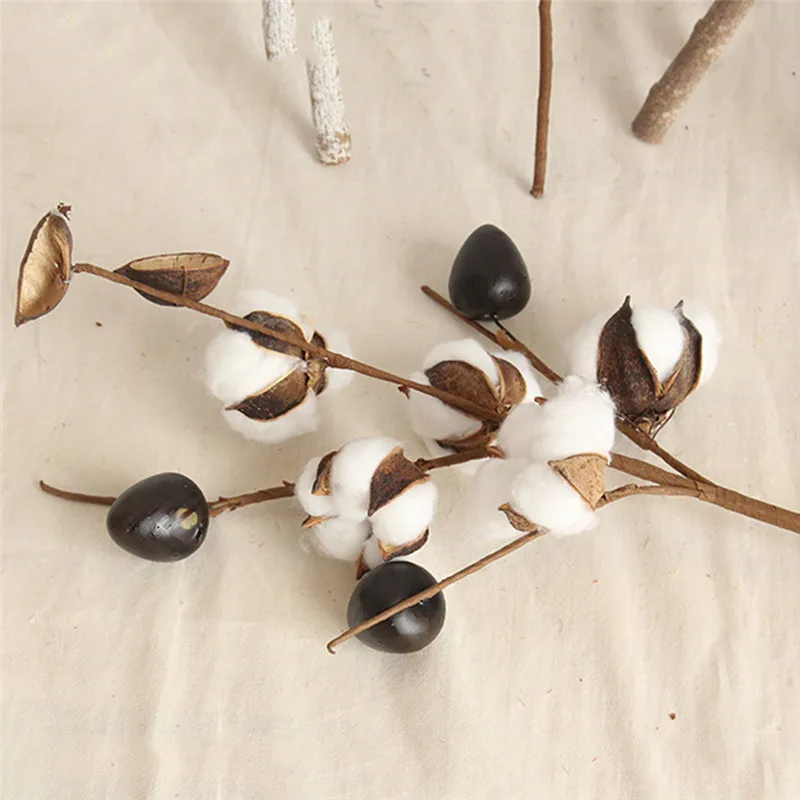 5 головок искусственный хлопок стебли стиль фермерского дома наполнитель для