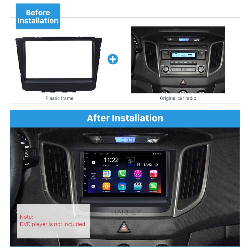 Комплект для приборной панели Harfey 2Din комплект обшивки HYUNDAI IX25 CRETA 2014 2015 2016 2017 2018