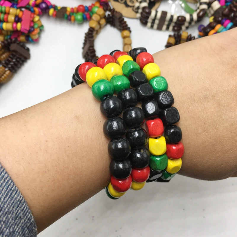 Бесплатная Доставка! 24 шт./лот Rasta квадратные/круглые деревянные бусины