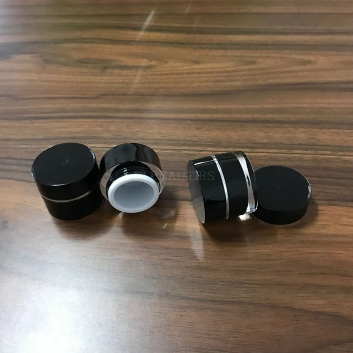 5g пустые черные акриловые тени для век макияжа баночка крема лица с серебряными