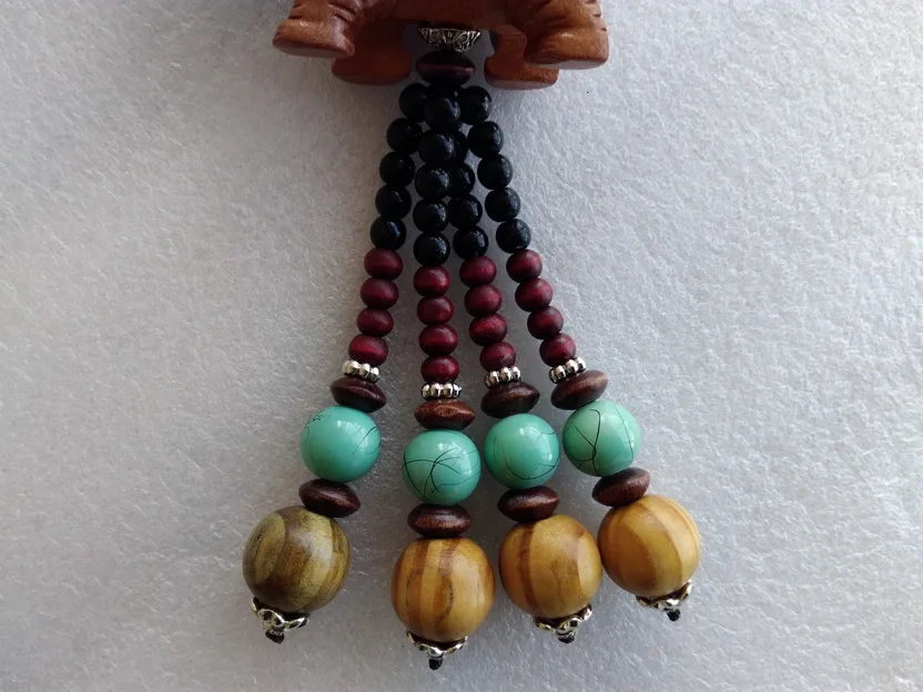 Персиковое дерево резной автомобильный кулон двойная форма слона зеркальные