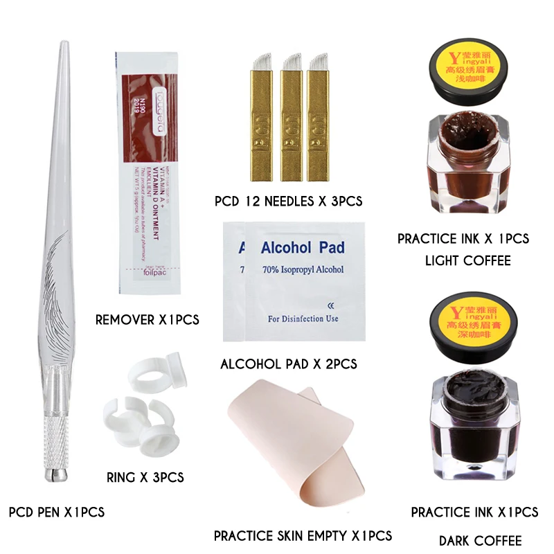 Microblading Tattoo Practice Kit Manual Tattoo Pen Practice Pigment Practice Skin Tattoo Needle Permanent Makeup Tattoo Supplies