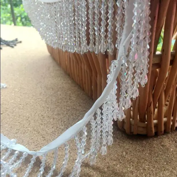 2 двор черный Белый Цвет Бисером Лента бахрома кружевной отделкой бисером