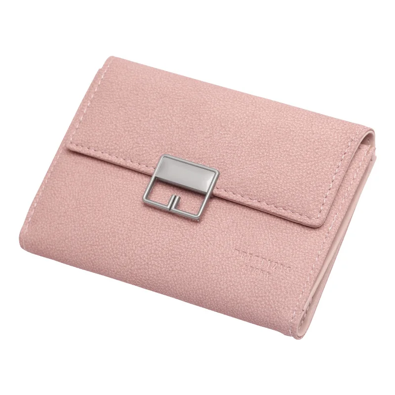Fashion Women's Wallet Leather Female Coin Purse Short Ladies Change Purse Card Holders Luxury Brand Women Hasp Purse Money - Цвет: Dark Pink