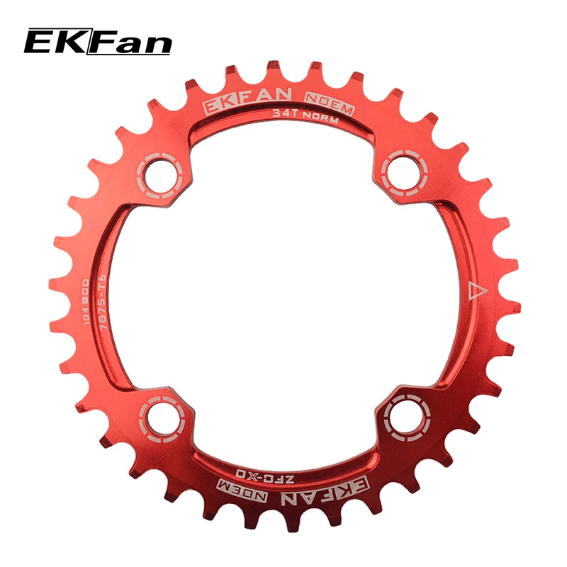 Цепь велосипедная EKFan узкая широкая 32T/34T/36T 104BCD MTB 7075-T6 одноплатная | Спорт и