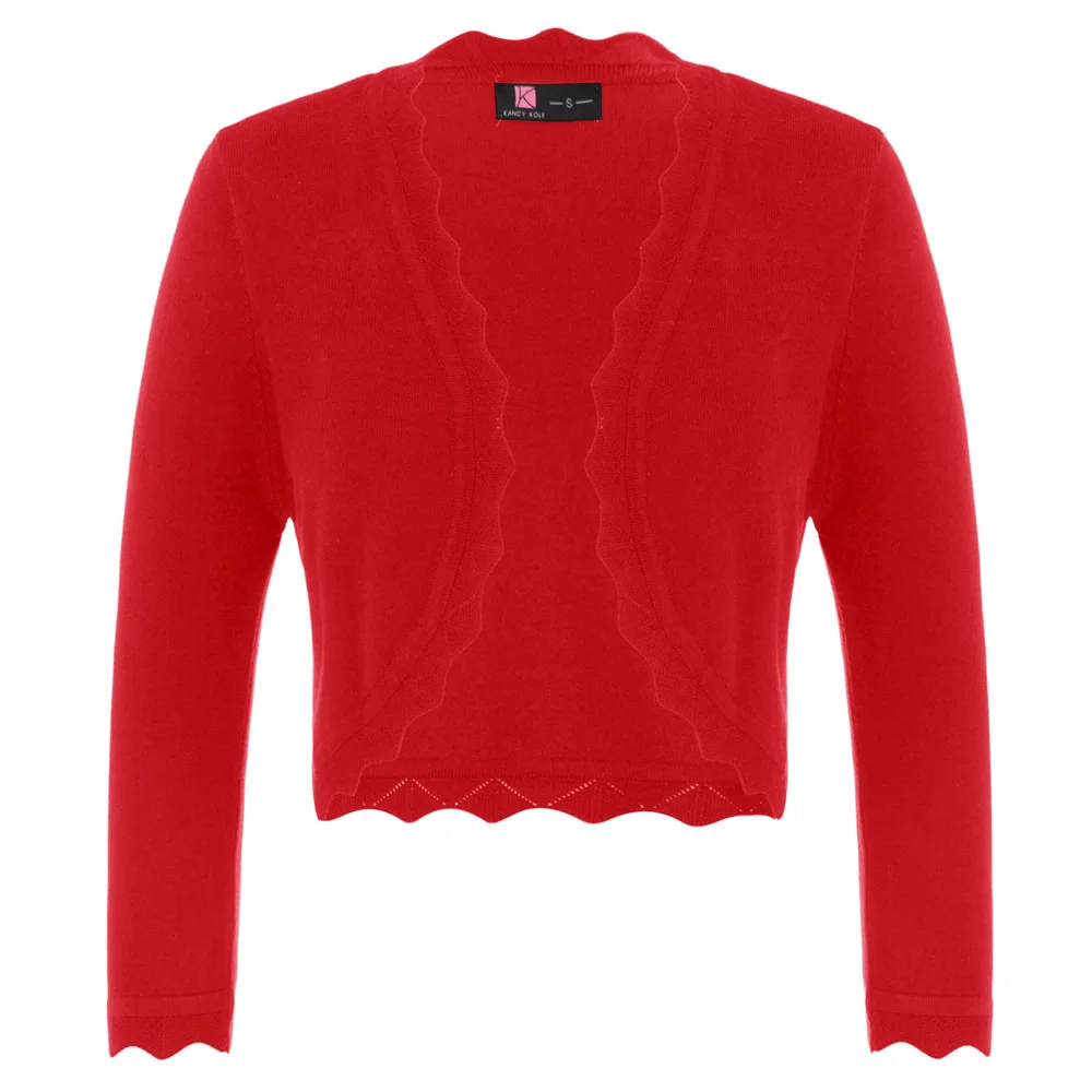 Женское пальто с рукавом 3/4 открытое переднее укороченное болеро элегантное