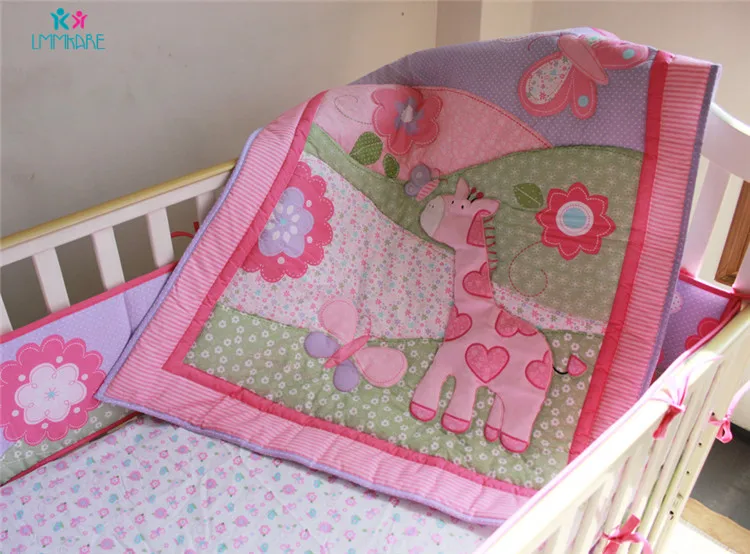 1pcs Quilt Детская кровать бампер из хлопка, мягкая дышащая простыня и пододеяльник для маленьких девочек, постельное белье, Розовая вышивка детское постельное белье с рисунком - Цвет: 1pcs Quilt
