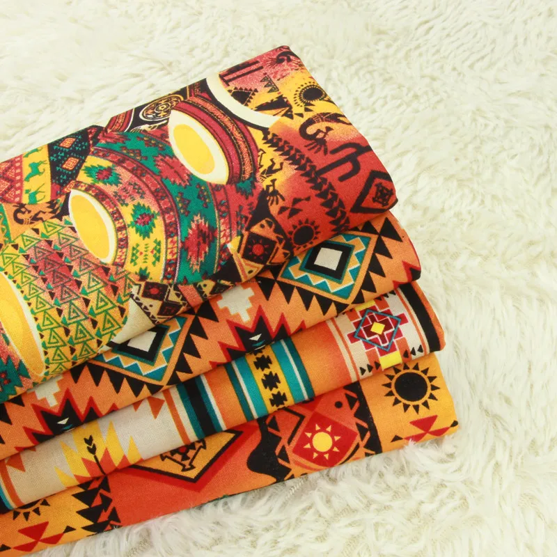 

Half meter plain cotton retro national wind print fabric, handmade DIY bag garment dress cloth 100% cotton A951