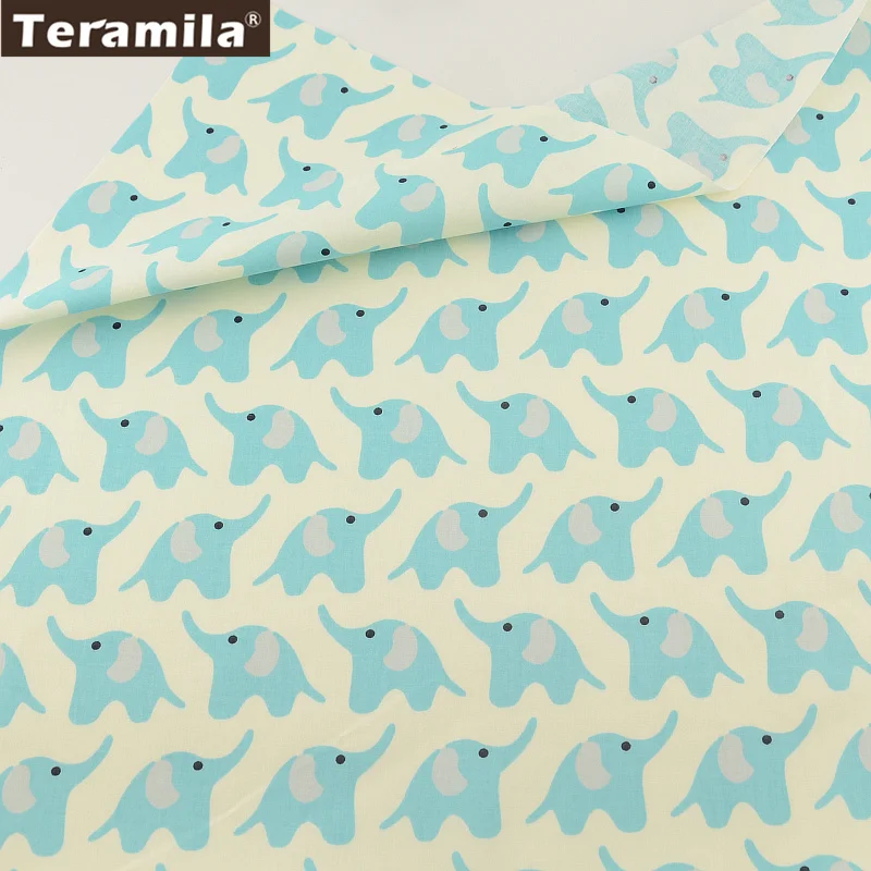 Хлопок TERAMILA ткань мультфильм слон дизайн саржа жир четверть домашний текстиль