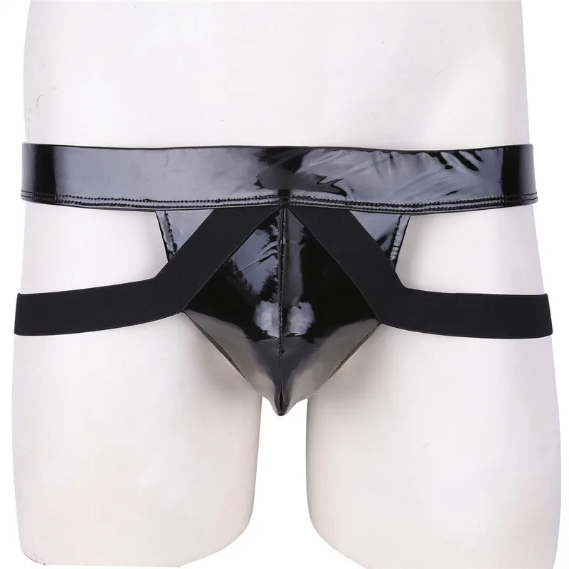 Панковское мужское латексное нижнее белье Wetlook блестящая кожа открытая попа jockstrap Sissy бикини трусы нижнее белье трусы купальник