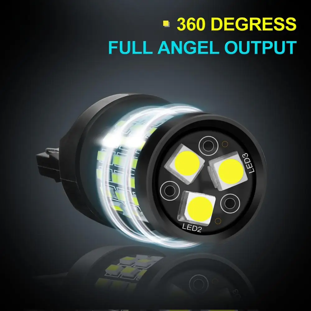 2 шт. T20 7440 W21W LED 7443 SRCK W21/5 W светодиодные автомобильные лампочки WY21W 12V 1200LM