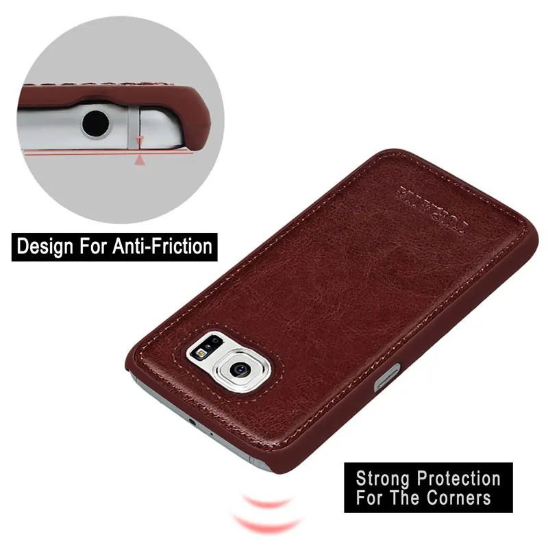 TURATA [Slim fit] PU Leather Surface Coated Non Slip Hard Plastic Cover Case for Samsung Galaxy S6 G920 / Edge G925 |