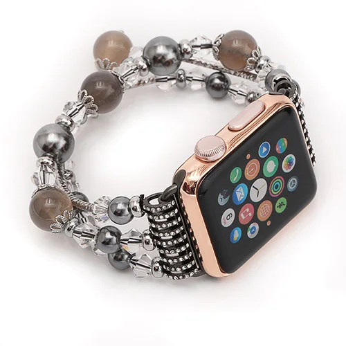 Gray Сопутствующий браслет, ремешок для наручных часов Apple watch, версии 5/4/3/2/1 38 мм 44 наручных часов iwatch, ремешок 42 мм 40 мм ручной работы Для женщин ремешки наручных часов - Цвет ремешка: Gray