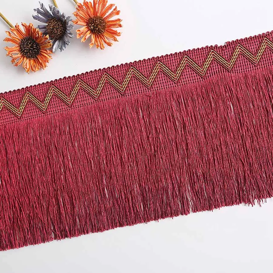 12 meters 20cm Long Tassel Fringe Braid Velvet Lace Polyester Trim Ribbon Latin Dance Skirt Curtain Fringes for Sewing | Дом и сад