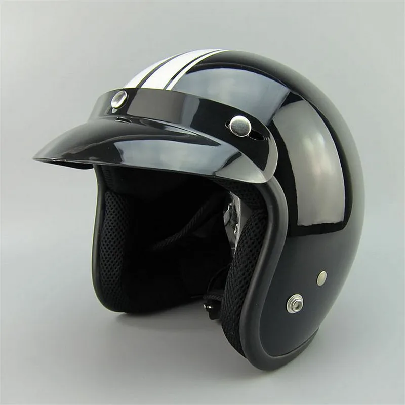 Лидер продаж capacete cascos винтажный мотоциклетный rcycle шлем для мужчин и женщин мотороллер шлемы пилот с открытым лицом vespa шлем para moto - Цвет: black white line