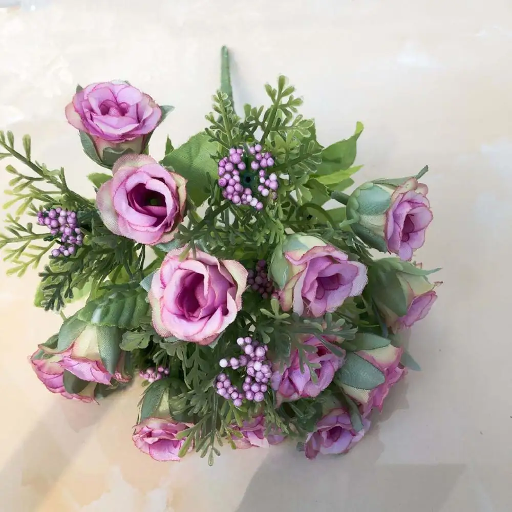 Purple 30 см розовый Искусственный Пион из шелка Букет цветов 15 головы и 6 бутон дешевые искусственные цветы для дома Свадебные украшения в помещении - Цвет: Purple
