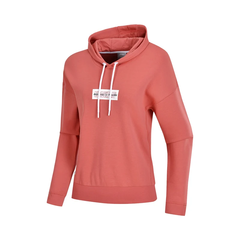 Li-Ning Women The Trend Hoodies 70.9% Cotton 29.1% Polyester Loose Fit LiNing Sports Hooded Pullovers AWDP088 CJFM19 | Спорт и