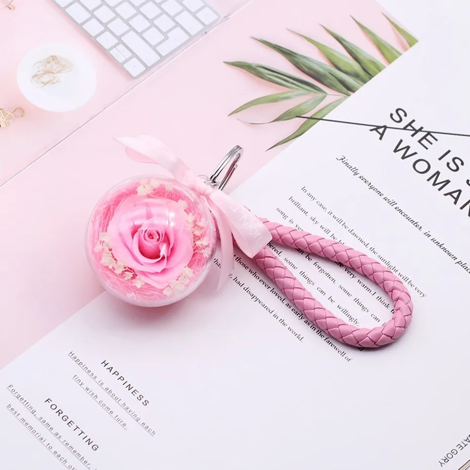 Mini Key Link pink Лидер продаж, подарок на день Святого Валентина, роза, Роза в колбе, стеклянный купол, День матери, сохраненный, роза, День Святого Валентина, рождественский подарок - Цвет: Mini Key Link pink