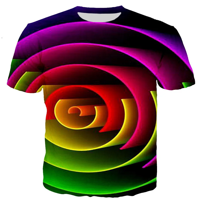 Разноцветная Мужская футболка с головокружением 3d глазами Забавные футболки