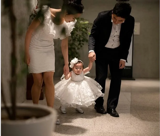 Glizt New Sweet Diamond Flower Girl Dress White Tulle Party Pageant for Little Girls Prom Wedding 1 Year Birthday Dresses | Детская