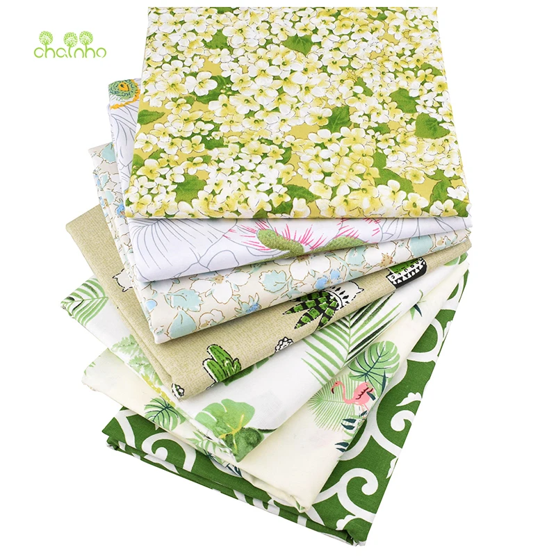 

Chainho,Green Floral Series,Print Twill Cotton Fabric For DIY Quilting&Sewing Baby&Child/Sheet,Pillow,Cushion Material,50x160cm