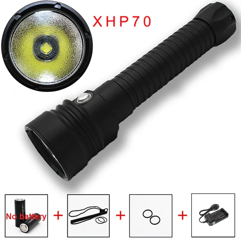KC fire DL0017B сильный свет Дайвинг факел 26650 батарея XHP70 дисплей питания магнитно