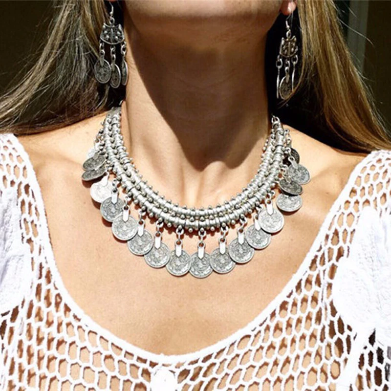 2017 Boho Антикварные Монеты Цепочки и ожерелья для Для женщин Африканский себе