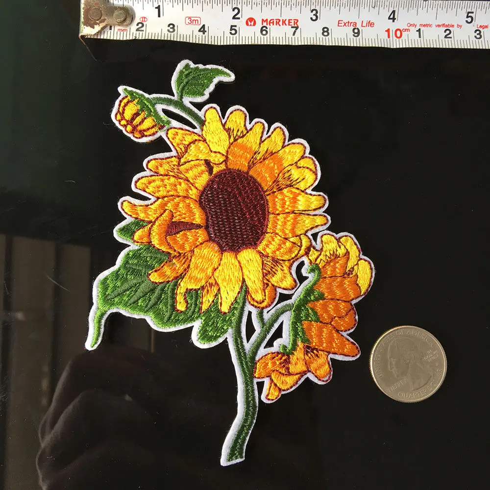 Гог подсолнечника патч натюрморт Boho Швейные цветок DIY Аппликация ВС Цветы