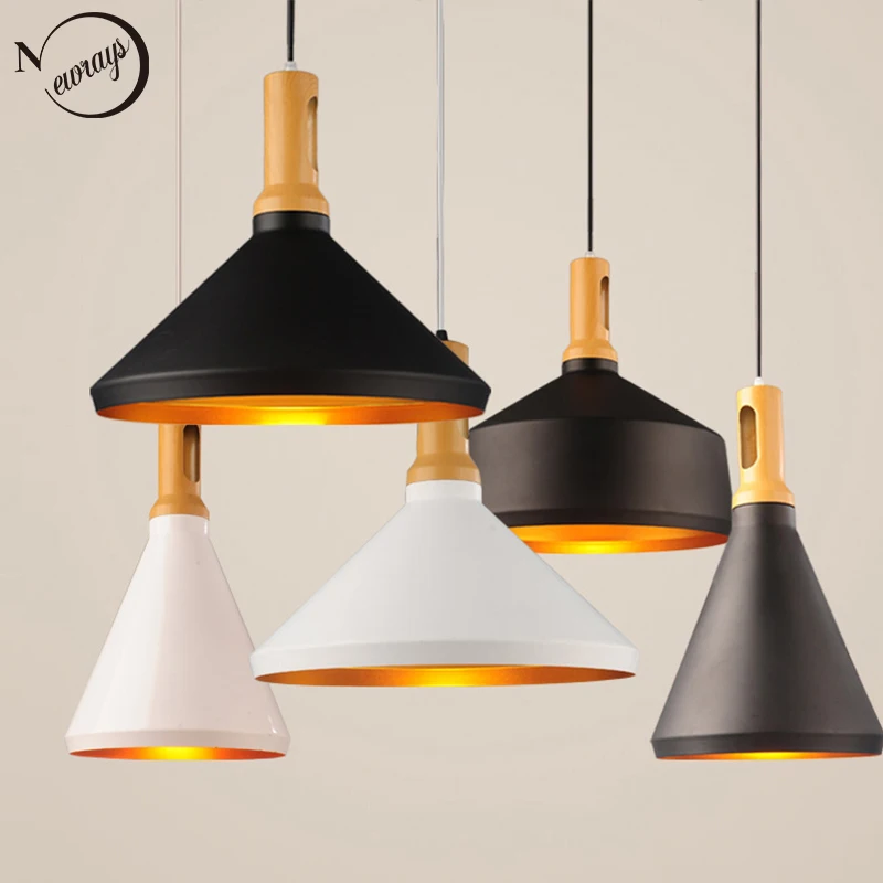 

Simple modern vintage light wooden pendent lamp LED E27 220V for loft decor dining room kitchen bedroom living room hotel cafe