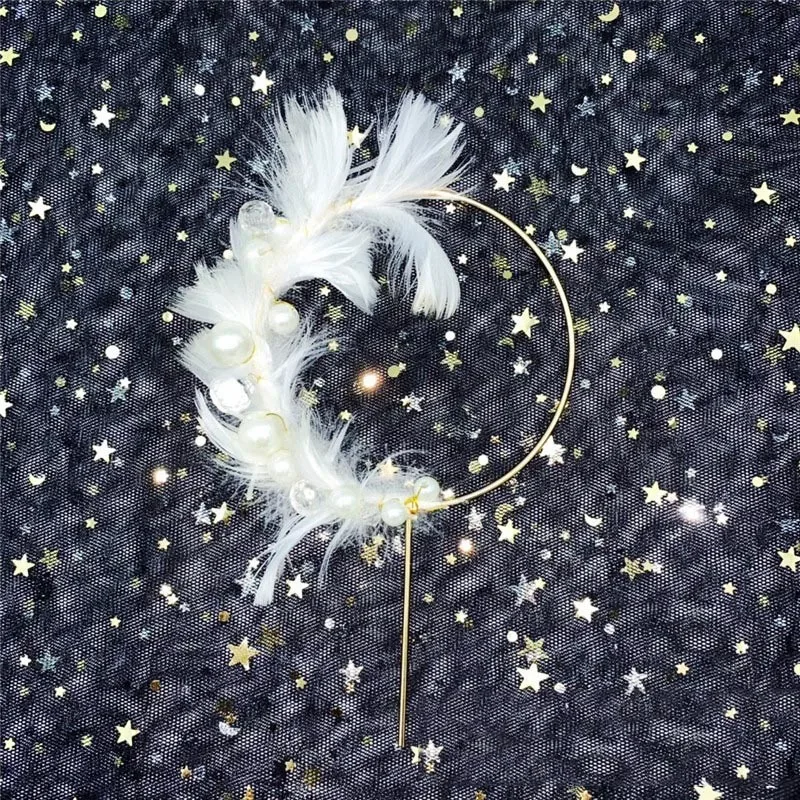 Кованая Железная гирлянда Жемчужное перьевое кольцо украшение для торта Круглый