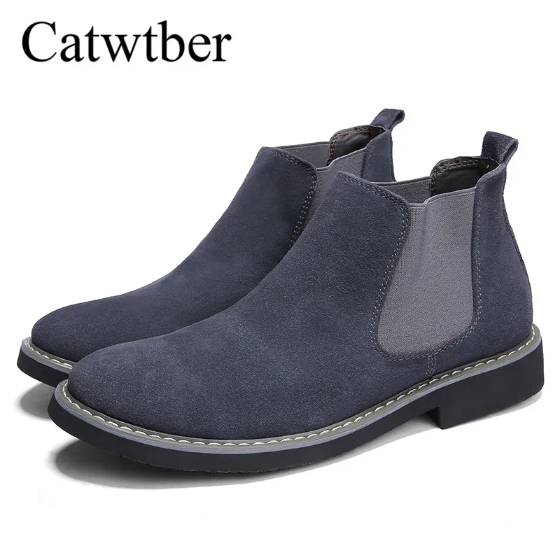 Catwtber кожа Shores Мужские ботинки модные ботильоны осень зима открытый Для мужчин s