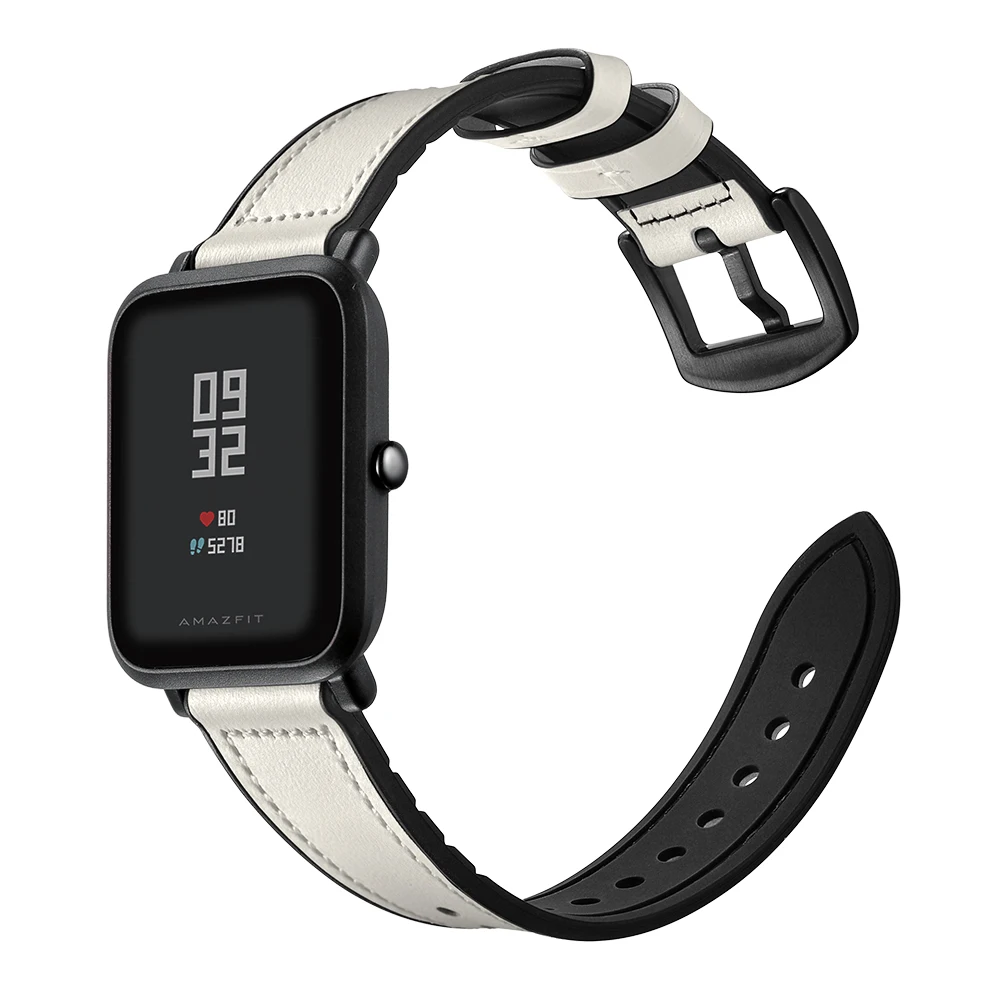 20 мм кожаный ремешок для Xiaomi Huami Amazfit BIP BIT Смарт-часы браслет для Xiaomi Amazfit ремешок из натуральной кожи ремень