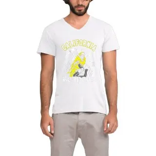 Платье Высокое качество хлопковые футболки Для мужчин короткий рукав v образным