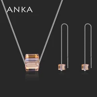 anka cube crystal earrings necklace set costume jewelry sets of jewelry fashion austrian crystal for women wedding 132895