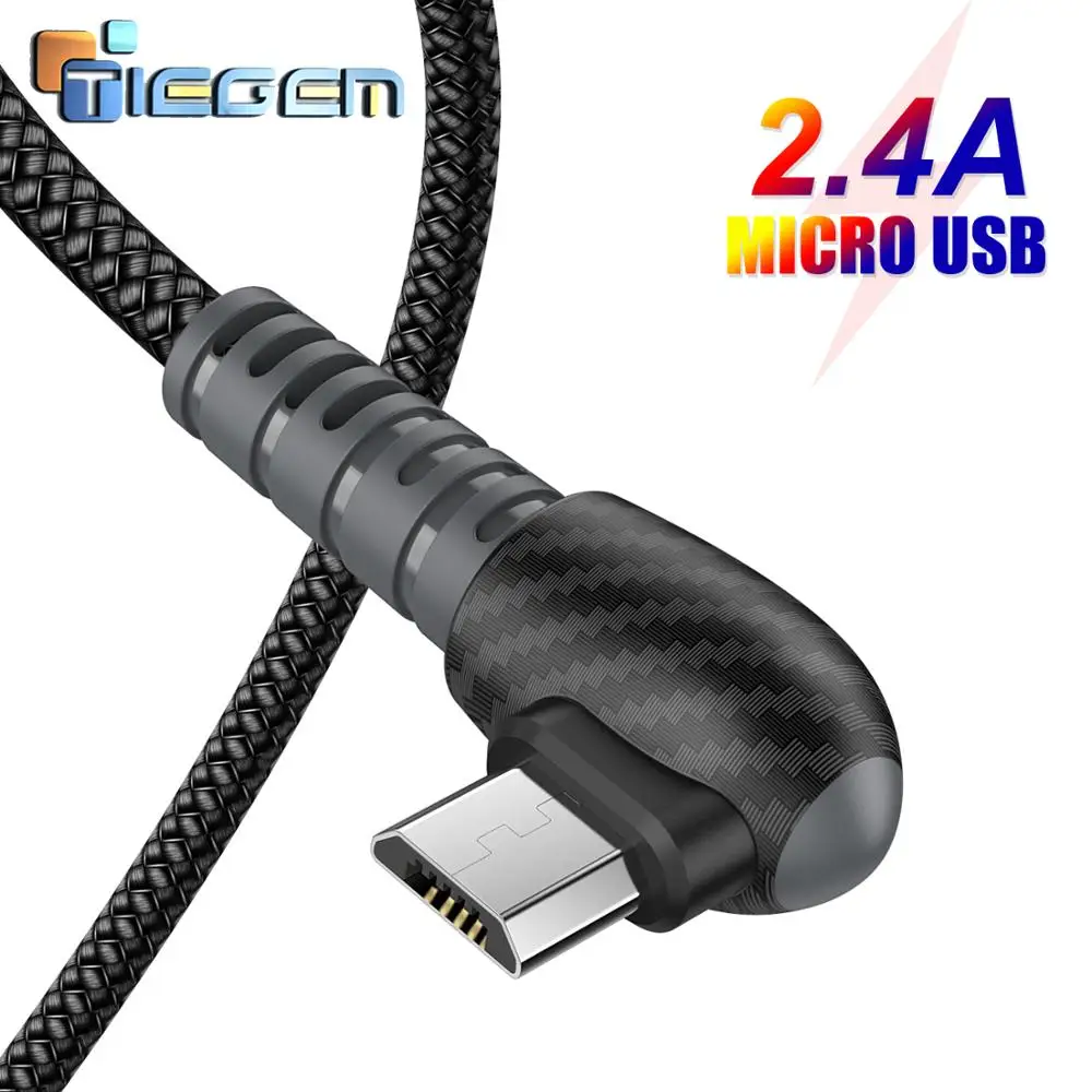 

TIEGEM Micro USB Cable 2.4A Fast Charging Cable 90 Degree Mobile Phone USB Cable for Samsung Xiaomi Huawei Android 0.3M 1M 2M