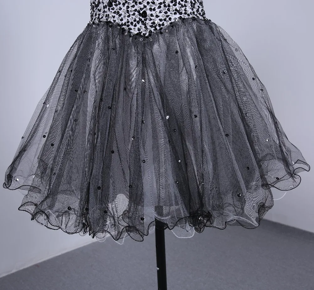 Блестящие Бальные платья из тюля белого и черного цвета для девушек коктейльные