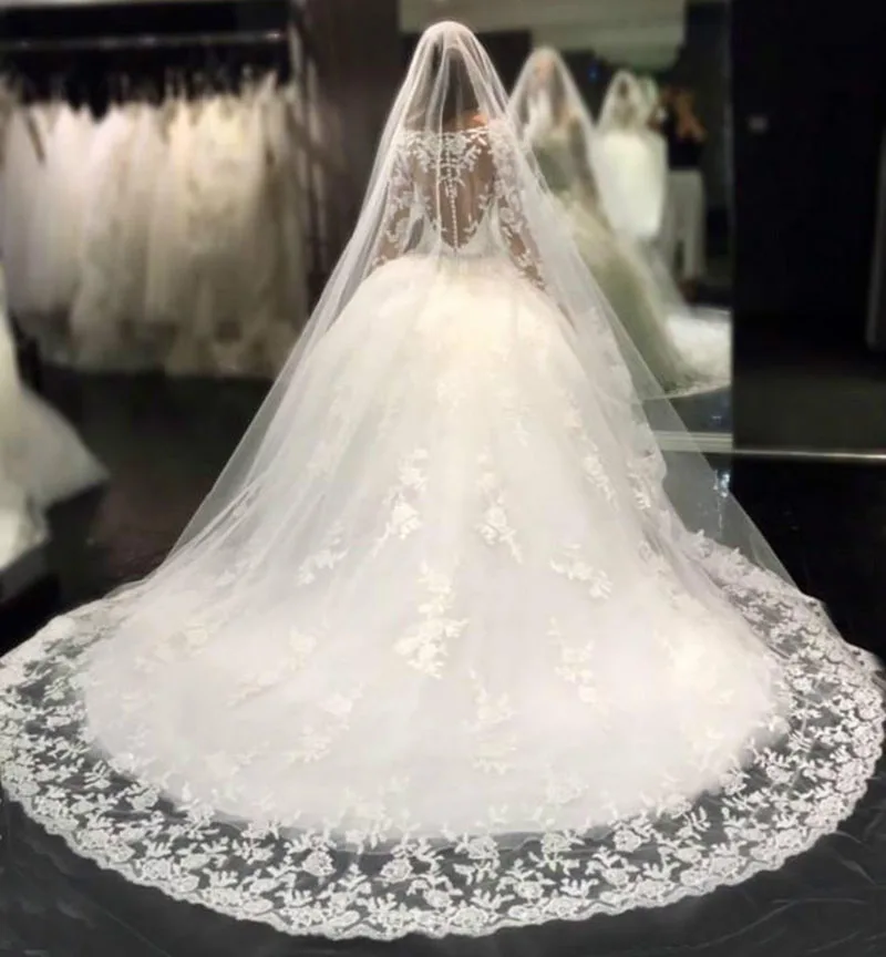 Женское свадебное платье с длинным рукавом Vestido de Noiva бальное из прозрачного тюля