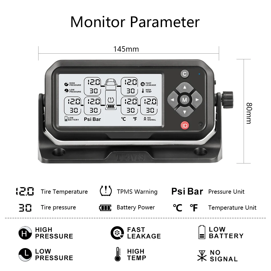 Jansite Грузовик TPMS система контроля давления в шинах батарея питания цифровой прозрачный дисплей Авто Охранная сигнализация s давление в шинах