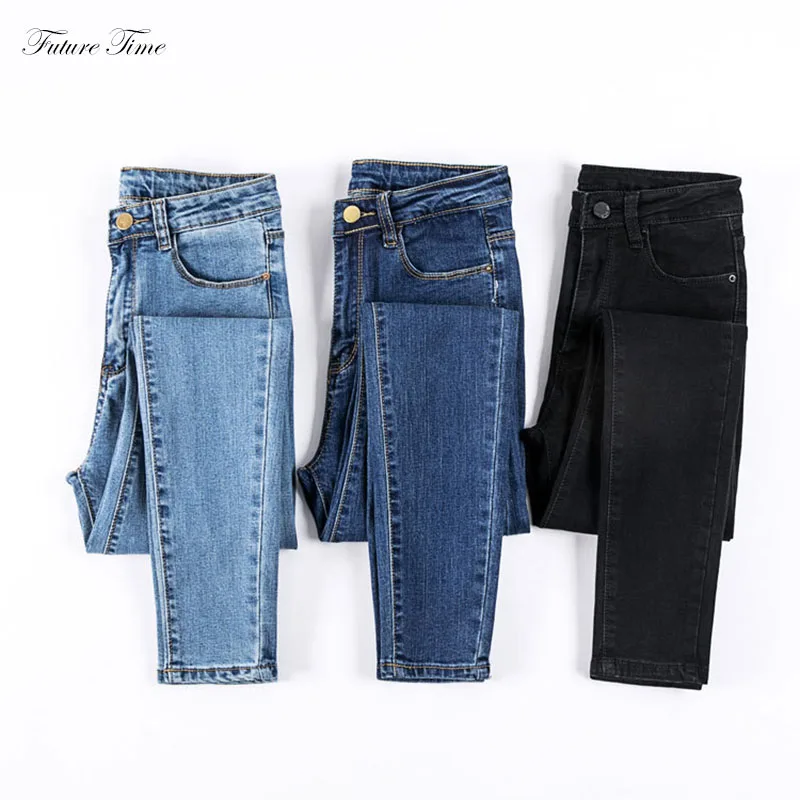 

Jeans Women Pencil Pants High Waist Elastic Slim Skinny 2018 Autumn Spring Vintage Blue Denim Brand Clothing Streetwear C1620