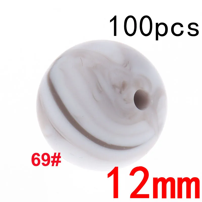 69Warm Grey Marble Fkisbox 100 шт Силиконовые Детские Прорезыватели для зубов Круглые 12 мм силиконовые жевательные перлы свободные бусины Силиконовые Прорезыватели для зубов Bpa бесплатно - Цвет: 69Warm Grey Marble