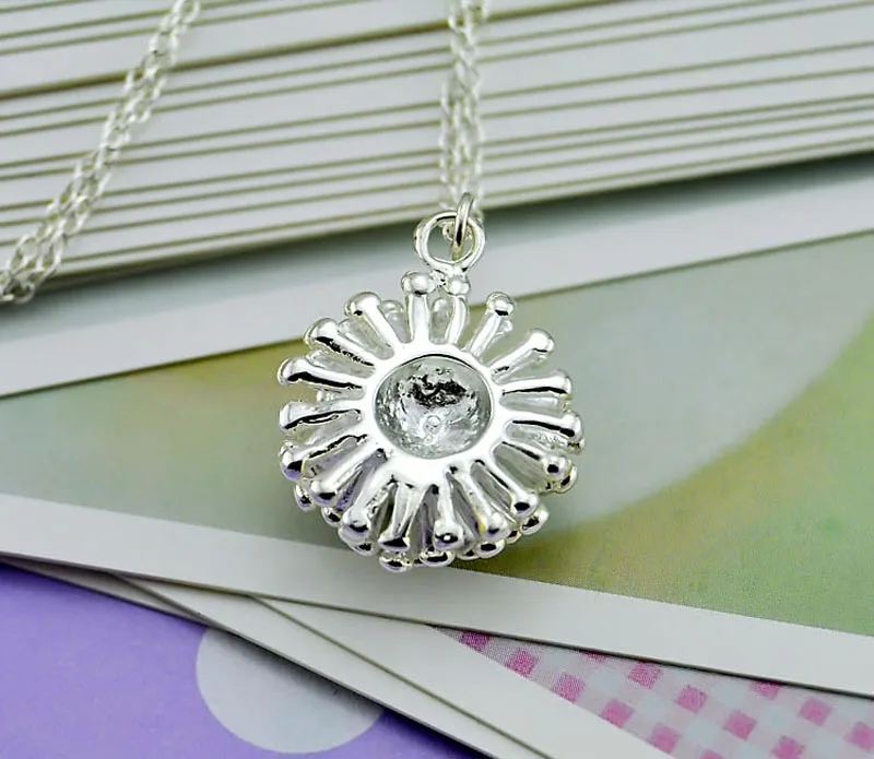 Женская цепочка из серебра 925 пробы с подвеской в виде одуванчика|designer jewelry|jewelry
