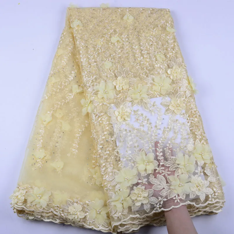 Нигерийская Свадебная африканская кружевная ткань с вышивкой бисером цветочная