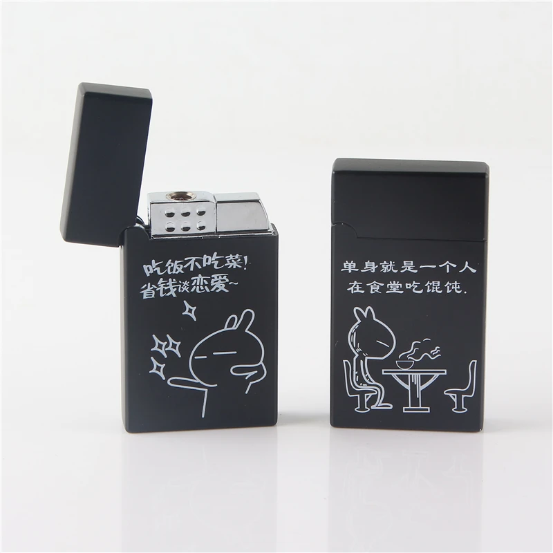 Cigarette Accessories Windproof torch Butane gas lighter Black paint thin cigar metal lighters (Graphics Random delivery) | Дом и сад