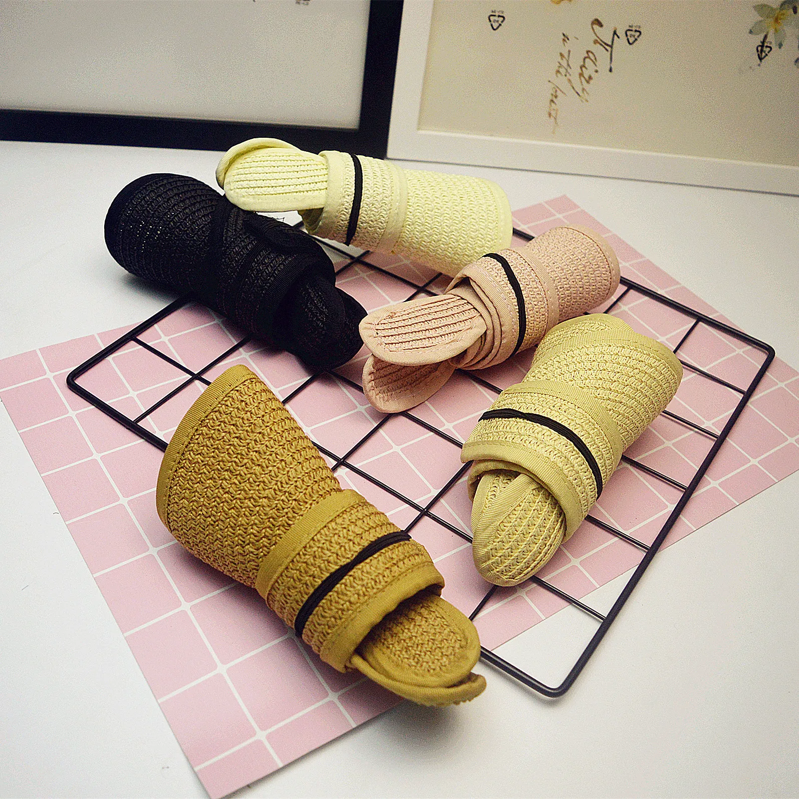 Детская пляжная шапка симпатичные кроличьи ушки, пустая верхняя часть, летняя соломенная шляпа для детей, складная, защита от солнца, шапка для малышей от 1 до 6 лет, оптом.